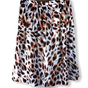 AK Anne Klein Animal Print Silk‎ Blend Skirt